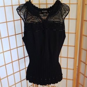 Cabo Black Lace Sheer Blouse Top